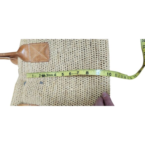 Helen Kaminski Raffia Weave Beige Tote Bag Leather Straps - Picture 13 of 16
